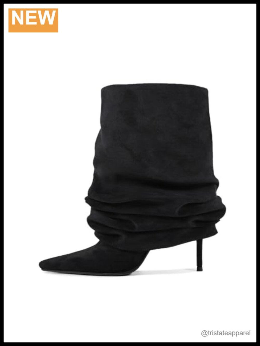 Slouchy Ankle Boots Pointed Toe Stiletto Heel Pull-On Dress Boots Women's Size 8
